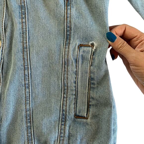 Via Penny Lane Reworked Apparel | Pink Floyd Custom Distressed Denim Jacket - Picture 4 of 10